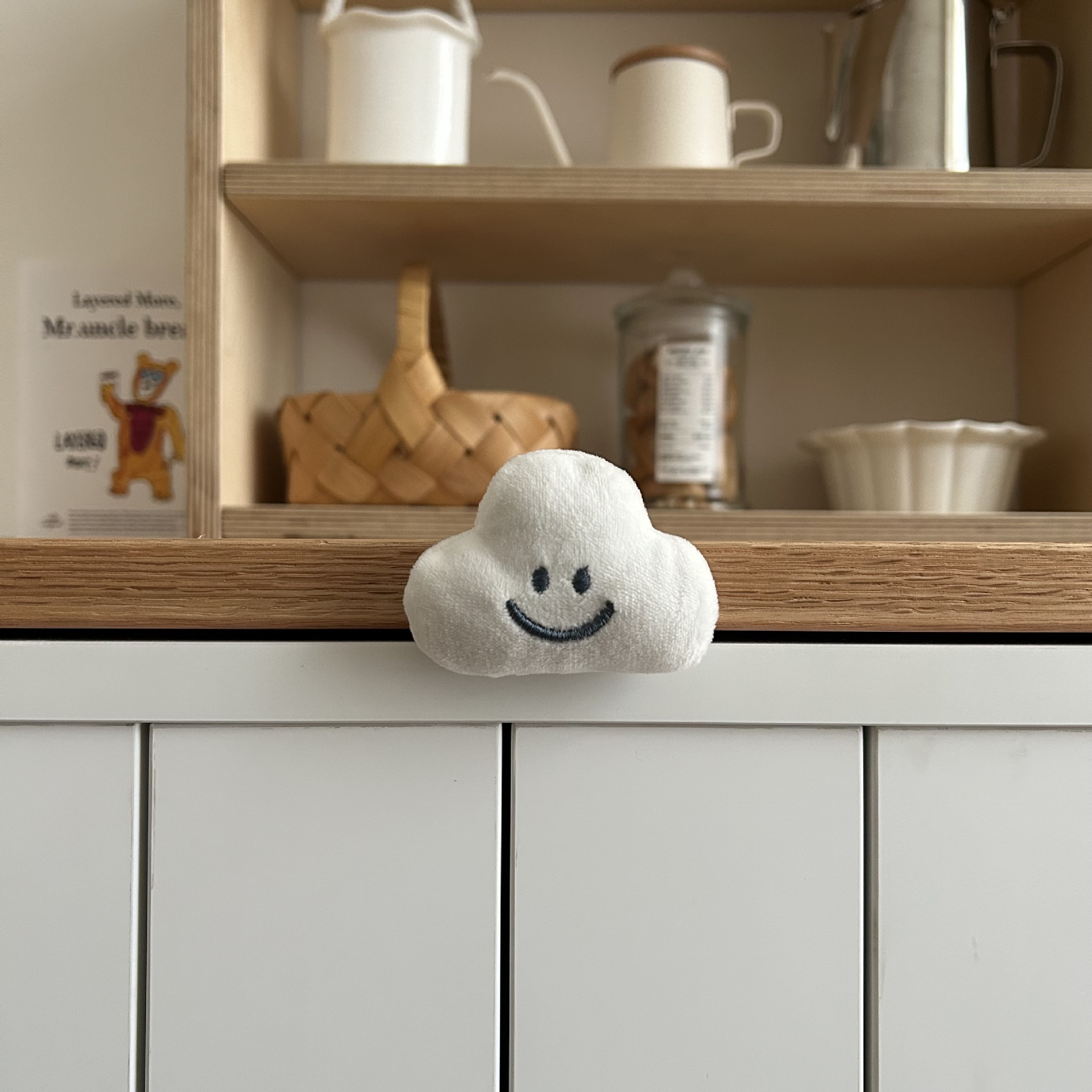 Cloud Fuzzy Hook Decor Cartoon Cute Girl Heart Doll Stuffed Animal Braided Needle Embroidery Keychain Fuzzy Refrigerator Magnet