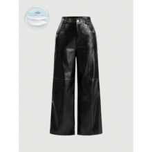 W 71348 Fleece straight leather pants ����ֱͲƤ��羳��
