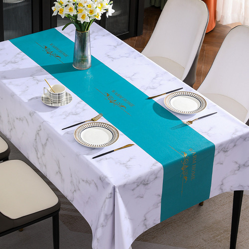 New Chinese style crown marble tablecloth wholesale waterproof, oil-proof and scalding pvc rectangular tablecloth coffee table cloth cross-border