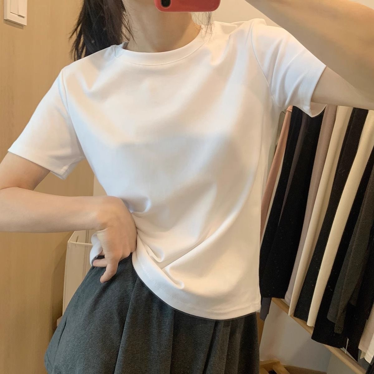 2026夏季新款批发外穿纯色修身短袖T恤女学生辣妹上衣外贸女装潮