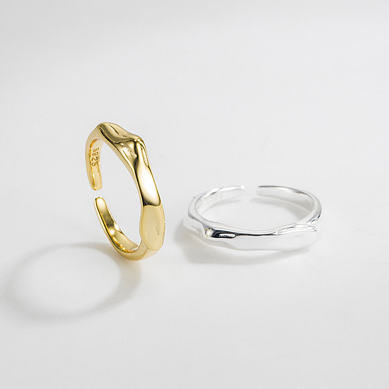 Fashion Geometric Sterling Silver Irregular Open Ring 1 Piece