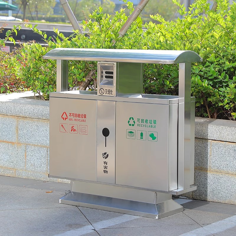 户外垃圾桶大号不锈钢环卫室外公园景区小区市政商用双分类垃圾桶