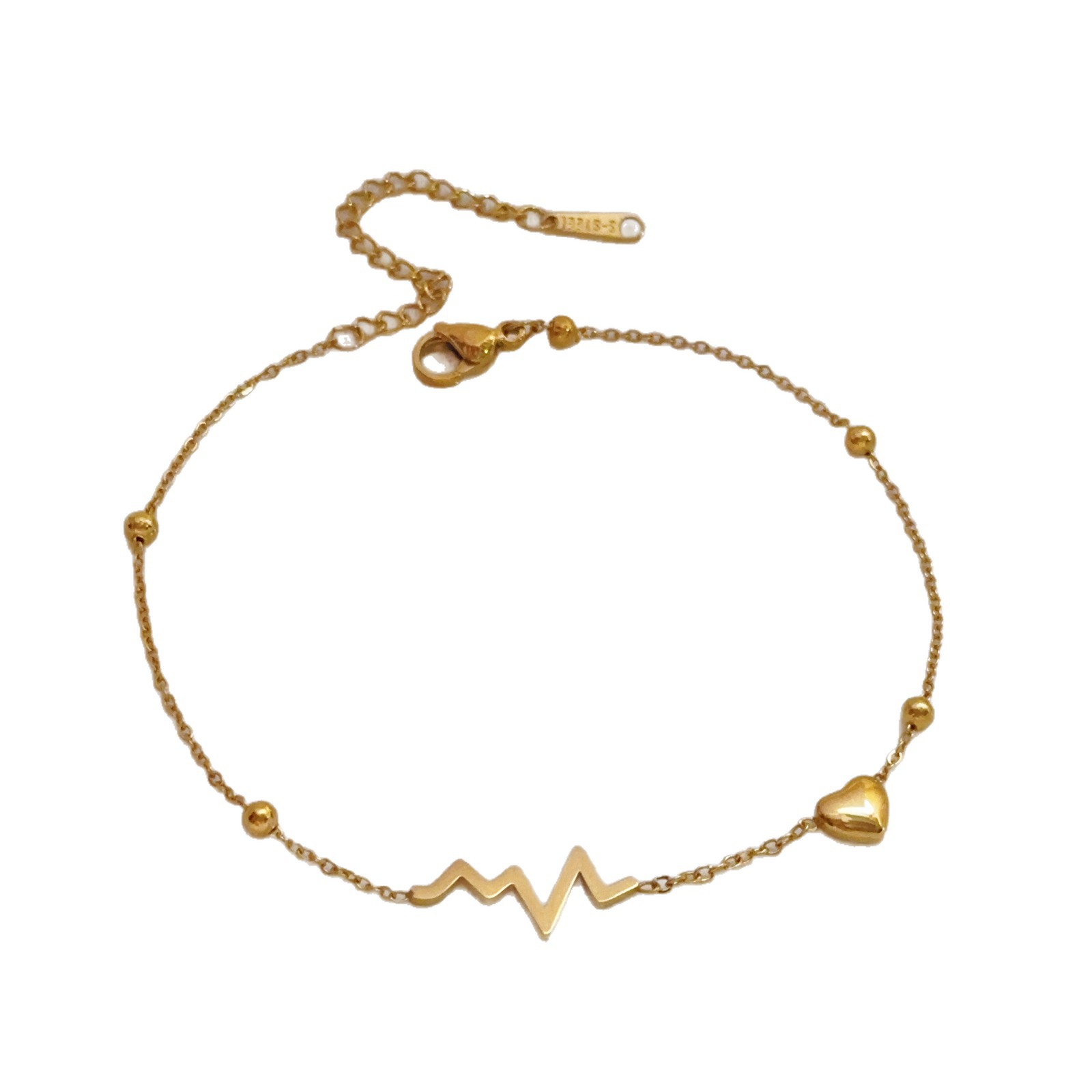 Nueva moda coreana de acero de titanio electrocardiograma de tobillas de amor para mujeres de alta calidad cadenas de pie no se desvanecen joyas de nicho de diseño