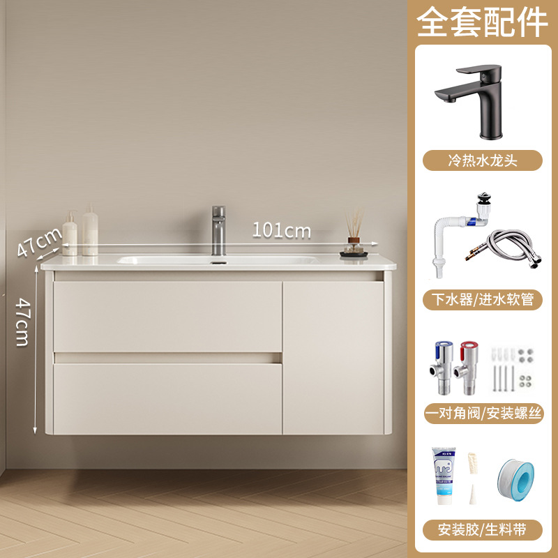 Espejo de Feng Shui push-pull oculto, armario de baño de panal, lavabo cerámico integral, lavabo de mano, lavabo de cara, lavabo de baño