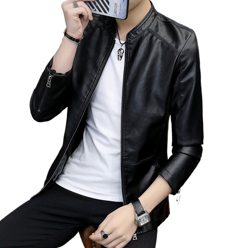 Chaqueta de otoño para hombres, moda casual coreana, delgada y versátil, ropa de hombre, chaqueta de cuero guapo para hombres
