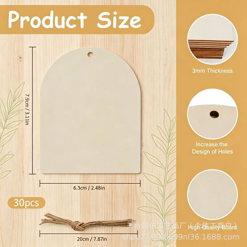 Cross-Border Christmas Unfinished Wooden Birthday Gifts Children's Wooden Crafts DIY Gift Wooden Tags Blank