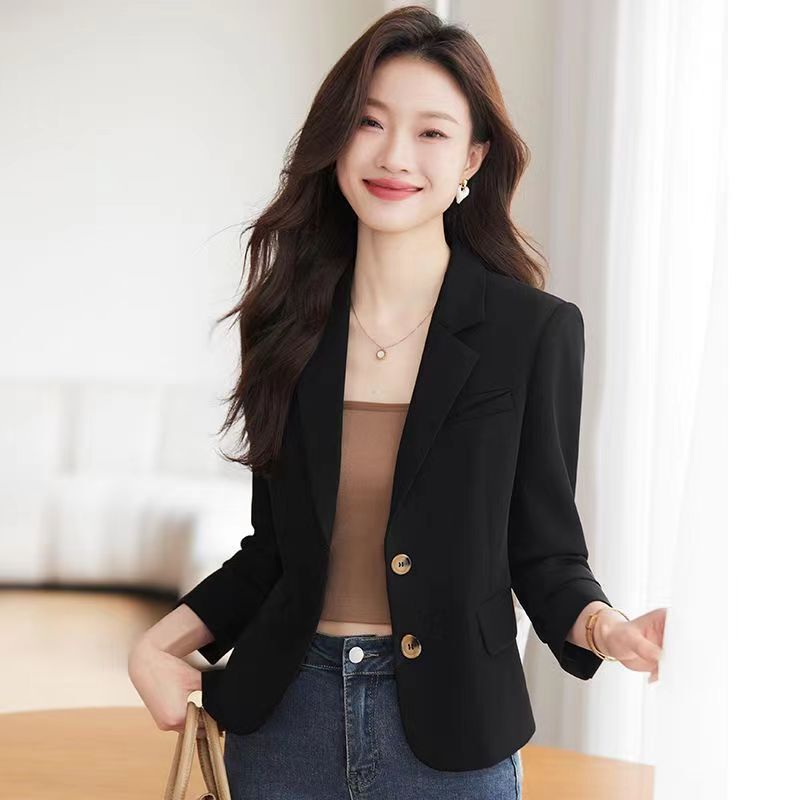 Black Short Suit Jacket for Women 2025 New Spring & Fall Casual Small Suit Tops Exclusive for Small People Black Short Suit Jacket for Women 2025 New Spring & Fall Casual Small Suit Tops Exclusive for Small People