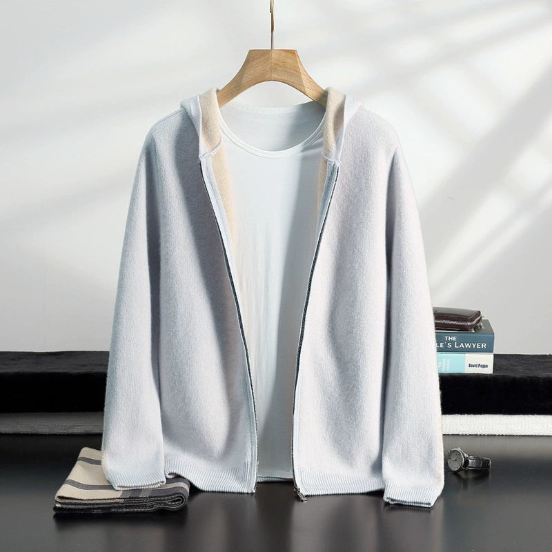 Двенадцать игл четыре плоских слоя воздуха кашемир мужской кардиган с капюшоном