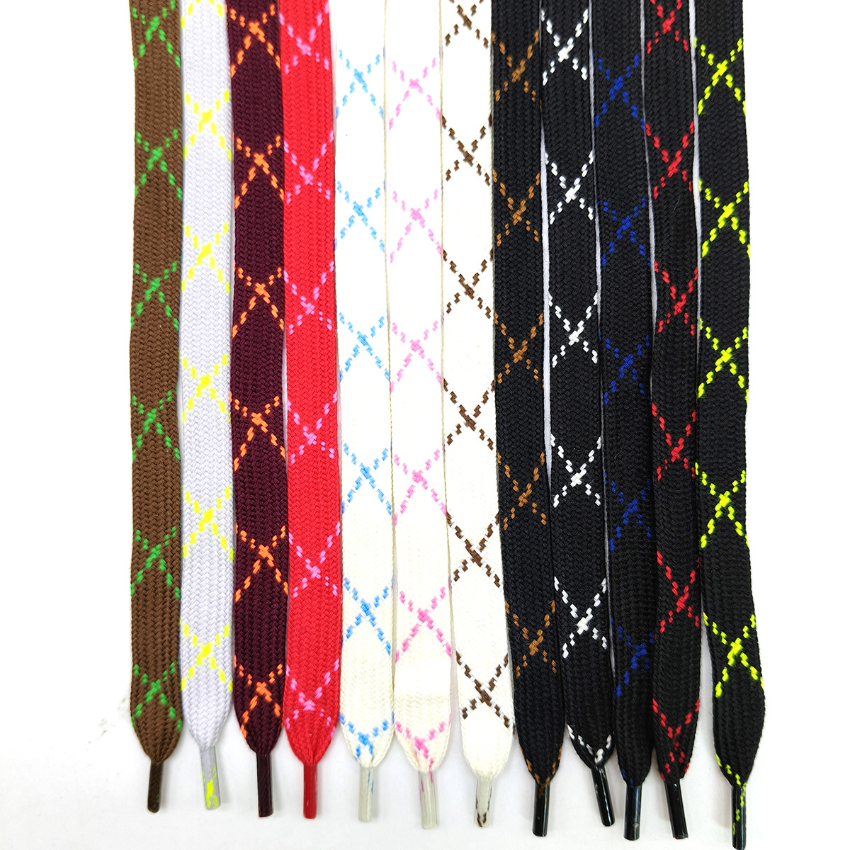 48 color poliéster 1cm punto de salto cruzado Jacquard de diseño cordón de zapato cordón de tracción 48 lingotes de color pantalones deportivos cinturón cuerda sombrero cuerda