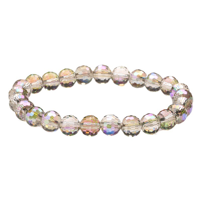 Estilo coreano Super brillante colorido cristal 96 granos de la tierra de superficie 8MM superficie de corte de cristal multicolor pulsera de cuentas pulsera