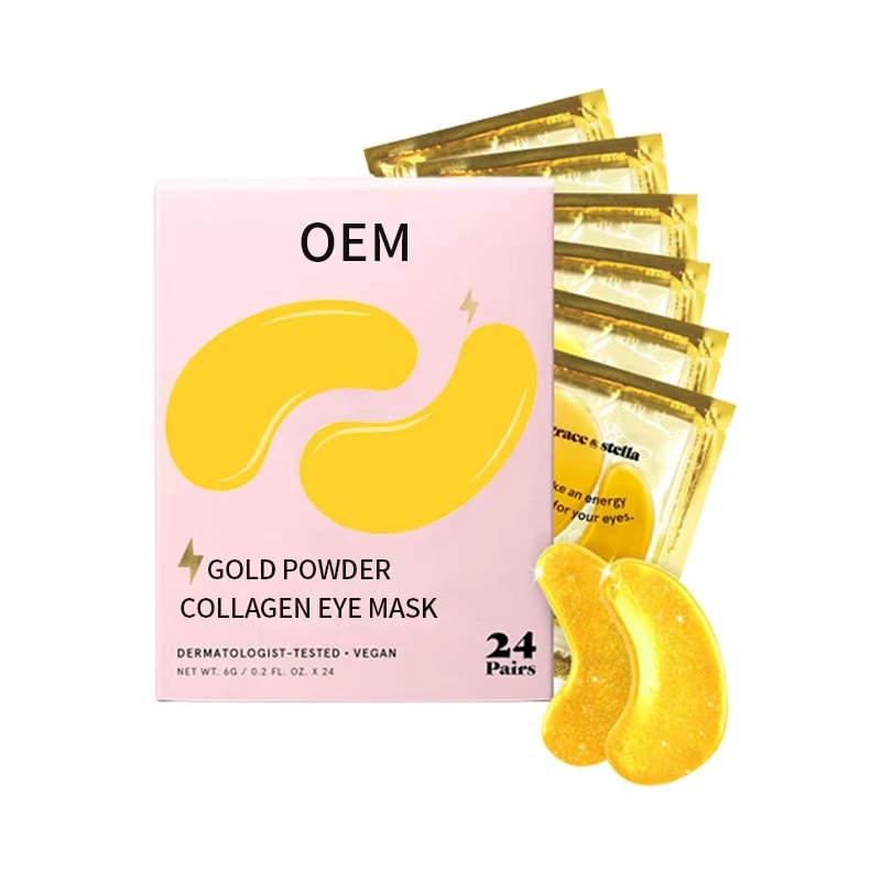 Comercio exterior explosivo polvo de oro máscara de ojos de colágeno hidratante personalizada pegamento de ojos hidrogel productos de cuidado de la piel transfronterizos procesamiento