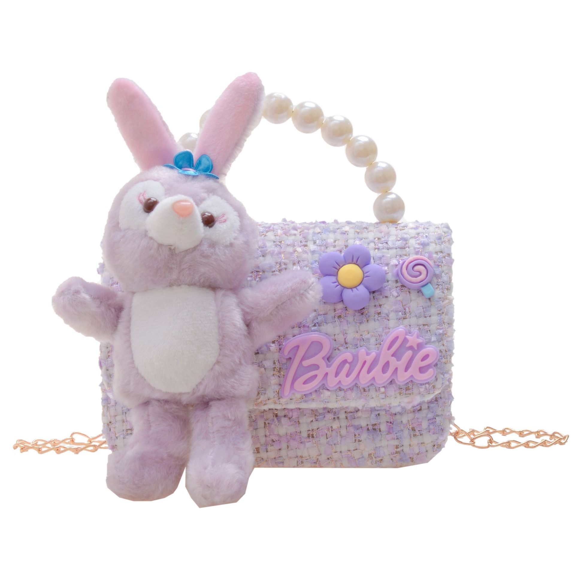 2023 nuevo bolso de los niños bolsa de hombro de conejo de dibujos animados estilo Chanel princesa bolsa perla portátil monedero bolsa