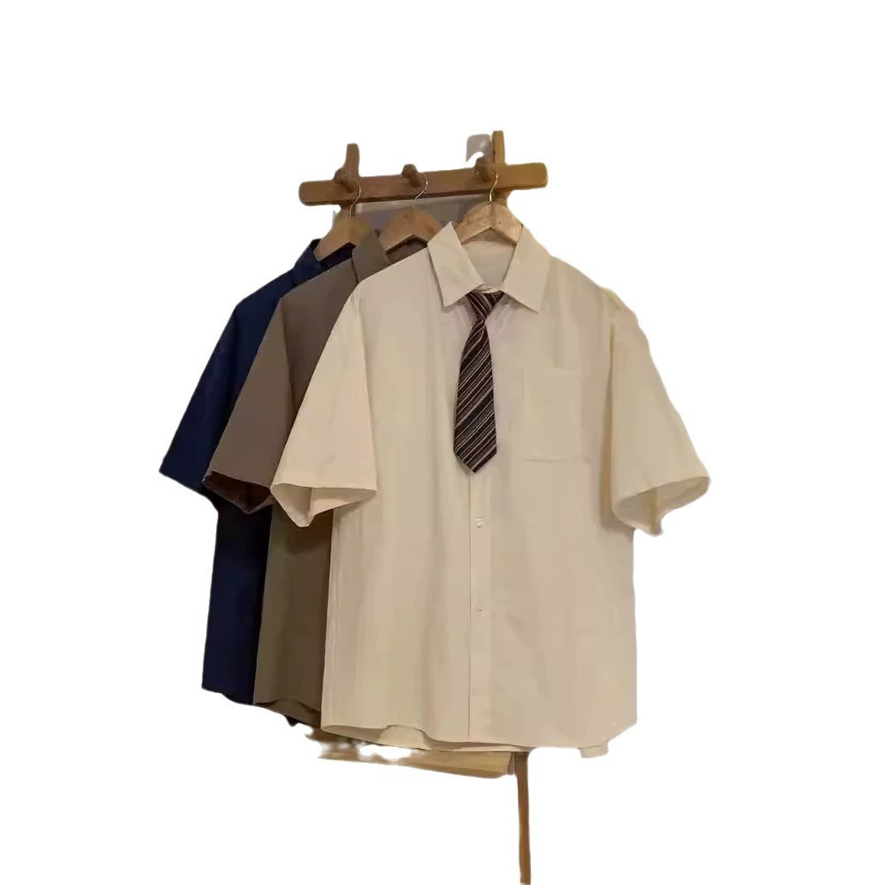 Summer thin brown shirt, uniform, Japanese set, plus size