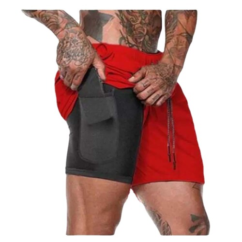 Cross-border Double-layer Shorts for Men in Large Size Camouflage Fitness Sports Training Basketball Jogging Five Points European and American Foreign Trade