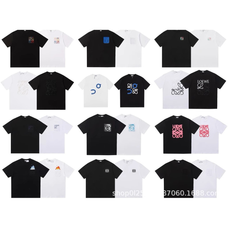 跨境25ss罗家高品质刺绣logo宽松纯棉短袖男女款圆领时尚百搭T恤|undefined