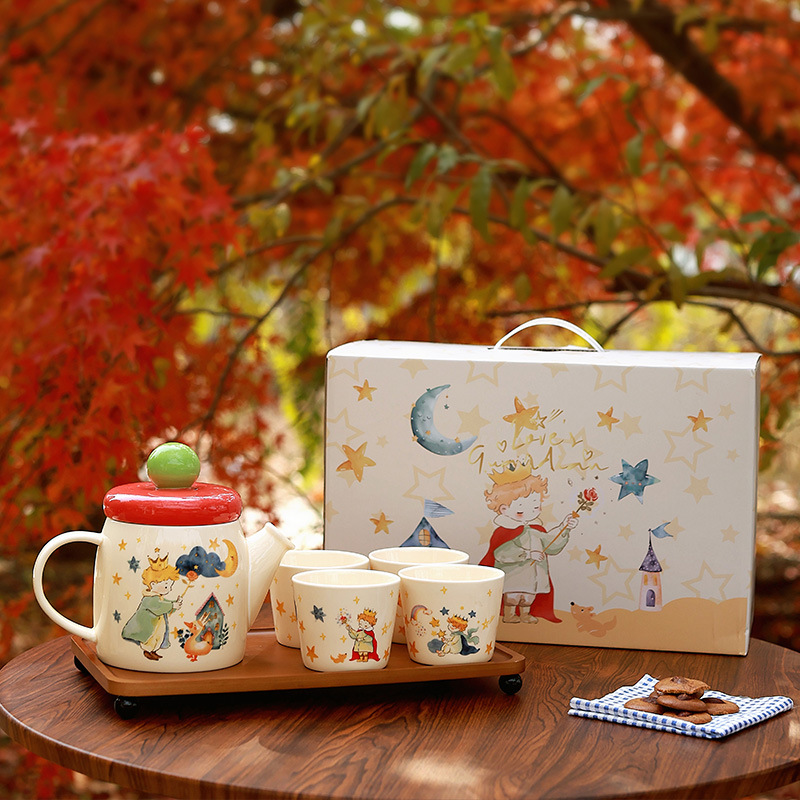 Juego de té de cerámica Principito de dibujos animados, regalo de mano, taza de casa nueva, taza de té de agua de alto valor creativo