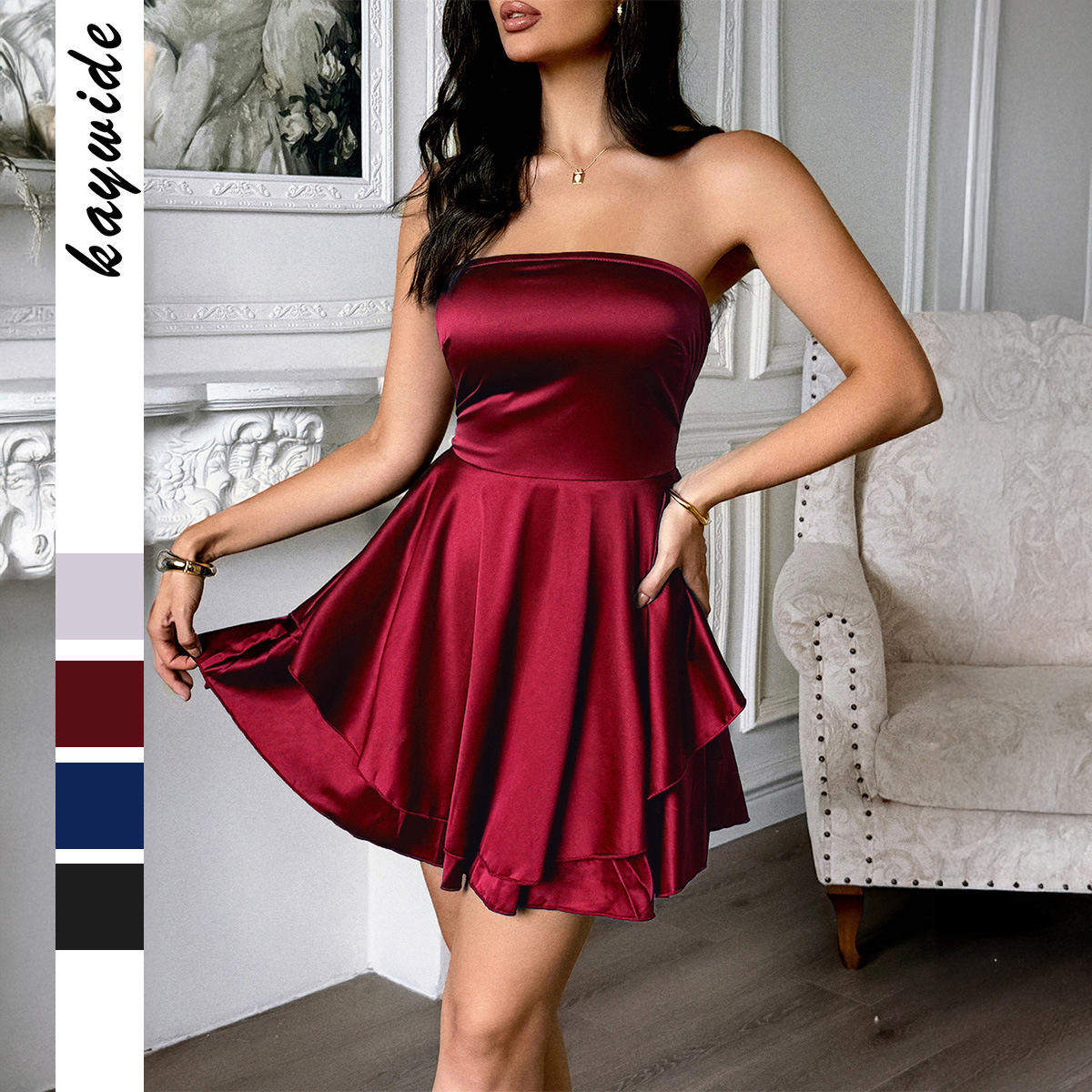 Cross-Border European and American Party Evening Dress High-End Party Tube Top Dress Women's Clothing 2025 Winter Amazon Independent Station