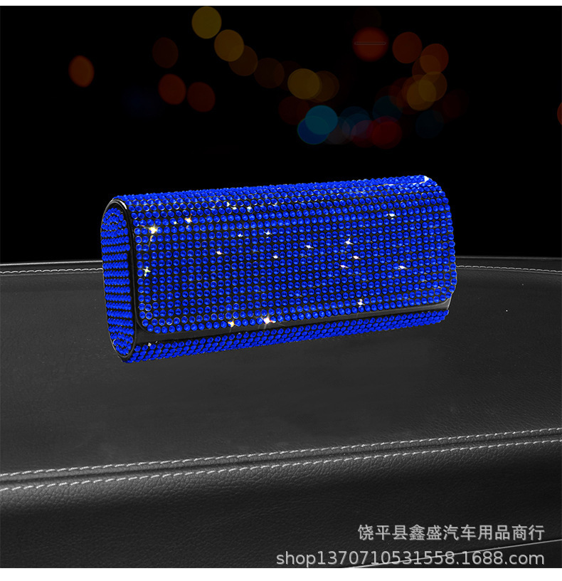 Diamond-Encrusted Car Glasses Case, Multi-Functional Sunglasses Storage Box, Full-Diamond Women's Car Glasses Case, Sun Visor Storage Supplies