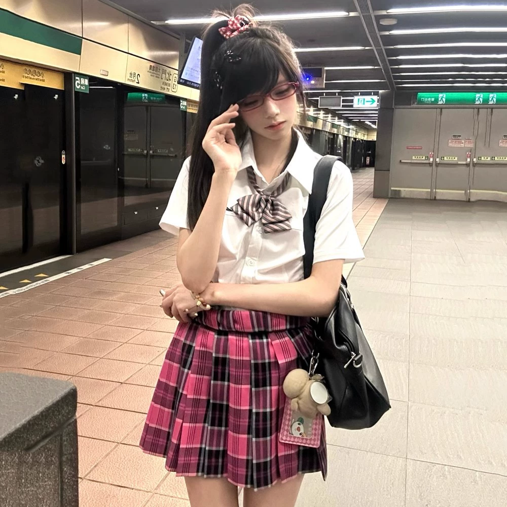Japanese student pleated skirt, comics, A-line