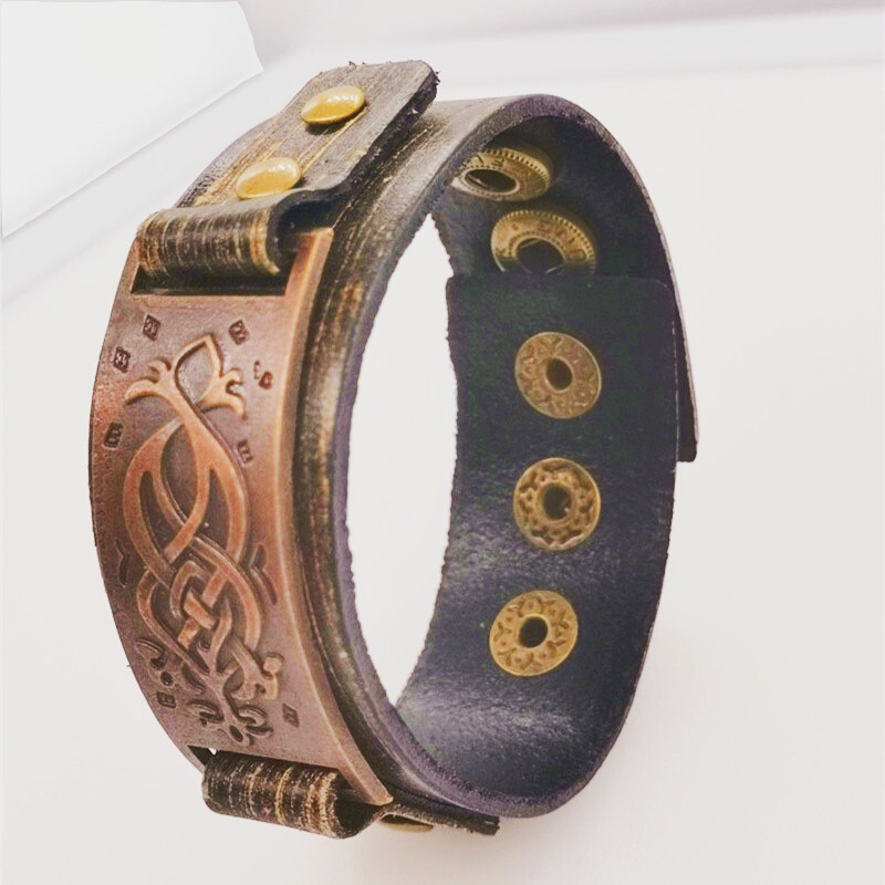 New punk vintage cowhide bracelet personality bracelet red ancient bronze accessories leather jewelry stall wholesale