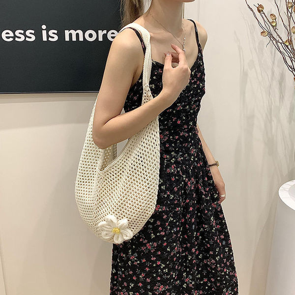 Capacious woven beach one-shoulder bag
