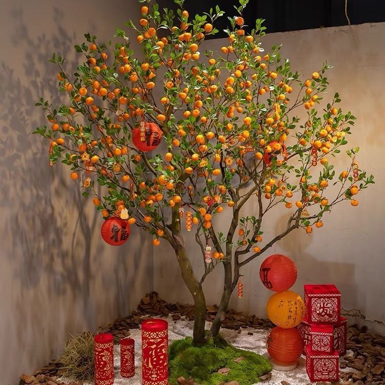 Simulation Orange Tree Make a New Year decoration red envelope tree…