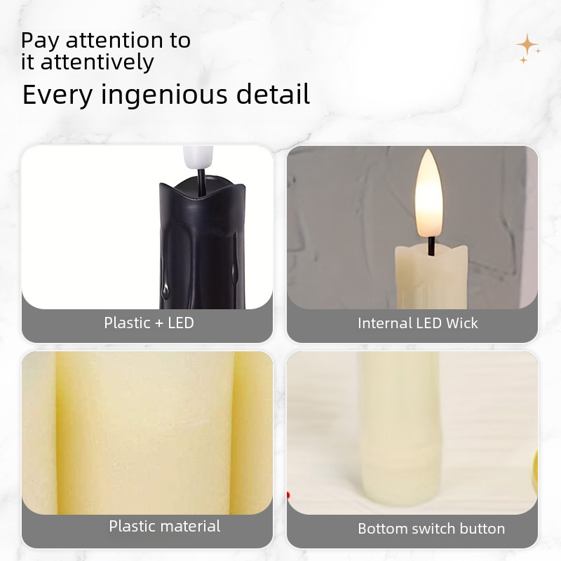 Hot Buy 7.5 Inch Teary Remote Control Long Rod Electronic Candle Light Warm White Plastic Simulated Candle Cross-border Decoration