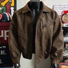 美式复古美拉德皮衣外套男款春秋设计高级感cleanfit翻领飞行夹克