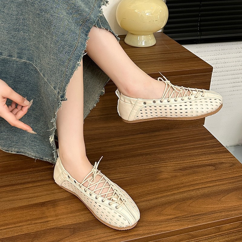 2026 primavera y verano retro correa francesa trenzada correa de agujero Mary Jane zapatos de ballet soleos sandalias romanas