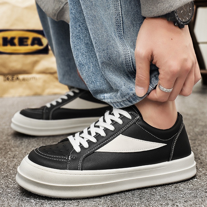 Zapatos de hombre primavera zapatos de skate casuales para hombres cabeza alta callejera estilo de calzado zapatos de derby de fondo grueso estudiantes zapatos de moda negro 2025 nuevo