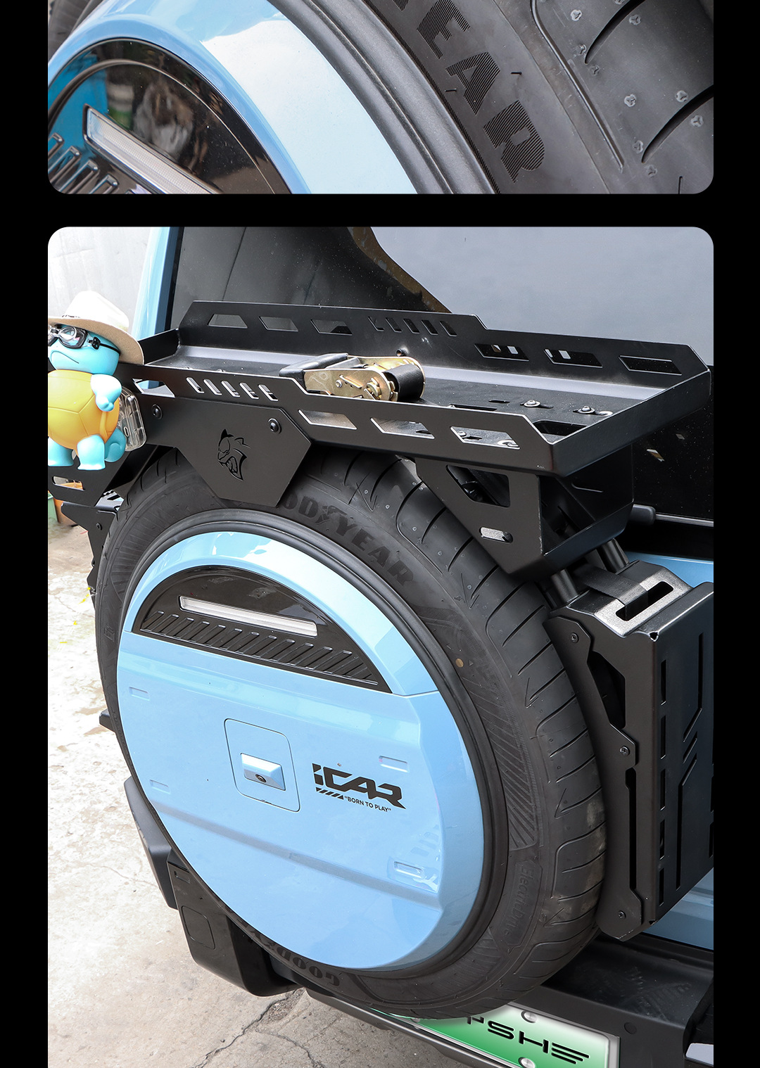 Universal Multifunctional Tailgate Integrated Spare Tire Expansion Bracket, Recovery Board, Fuel Tank Modification Accessories, Complete Set
