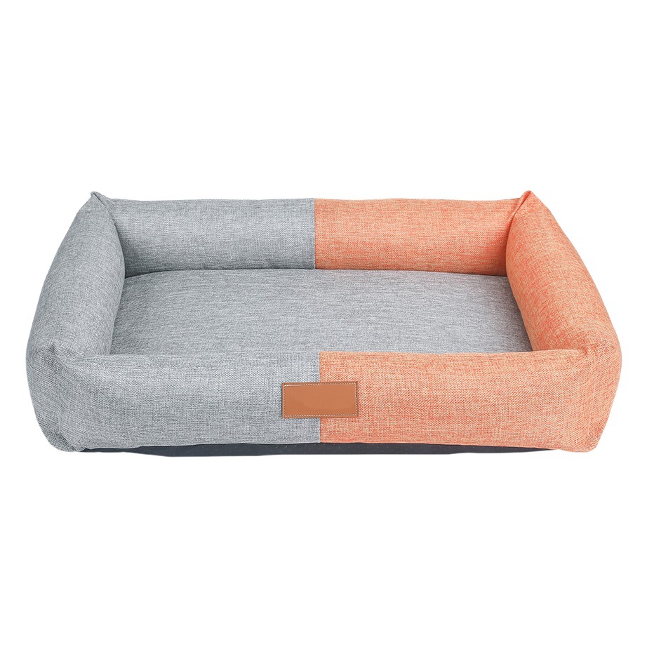 Esponja mascota estera de tela de lino perrera con cremallera extraíble y lavable cama del perro cómodo transpirable perro frío estera