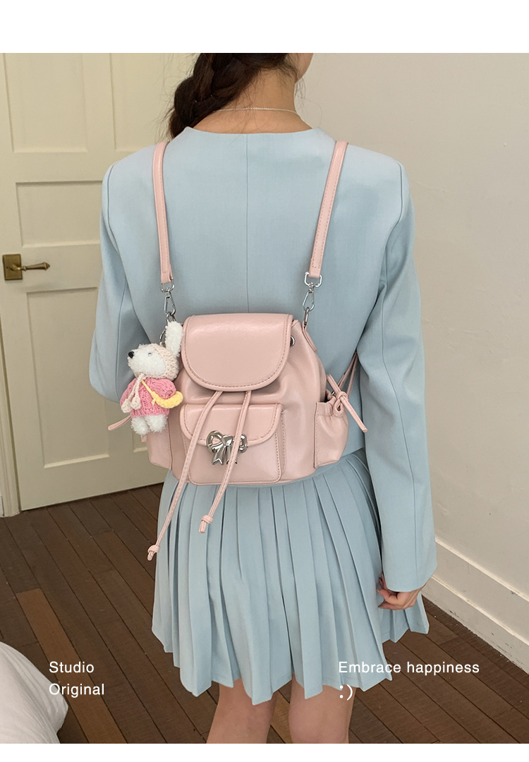 Versatile Women's Bow Backpack Crossbody Bag In Soft Pu Leather_voghion.com