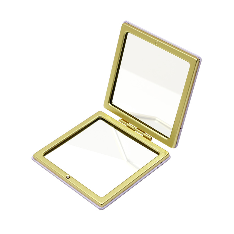 Pequeño espejo portátil niñas bolsillo maquillaje lindo 80 imitación de oro arena cuadrado plegable espejo al por mayor estudiante portátil espejo