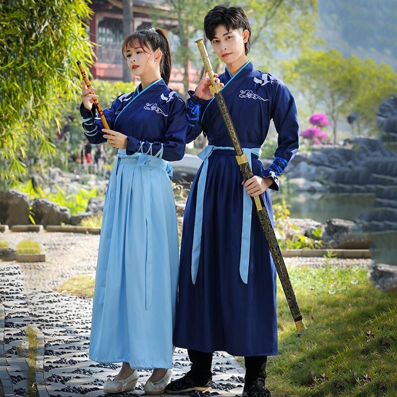 Shuo Shihanfu men's plus-size scholar costume, women's Chinese-style knight student class uniform, ancient-style gentleman's Hanfu Shuo Shihanfu men's plus-size scholar costume, women's Chinese-style knight student class uniform, ancient-style gentleman's Hanfu