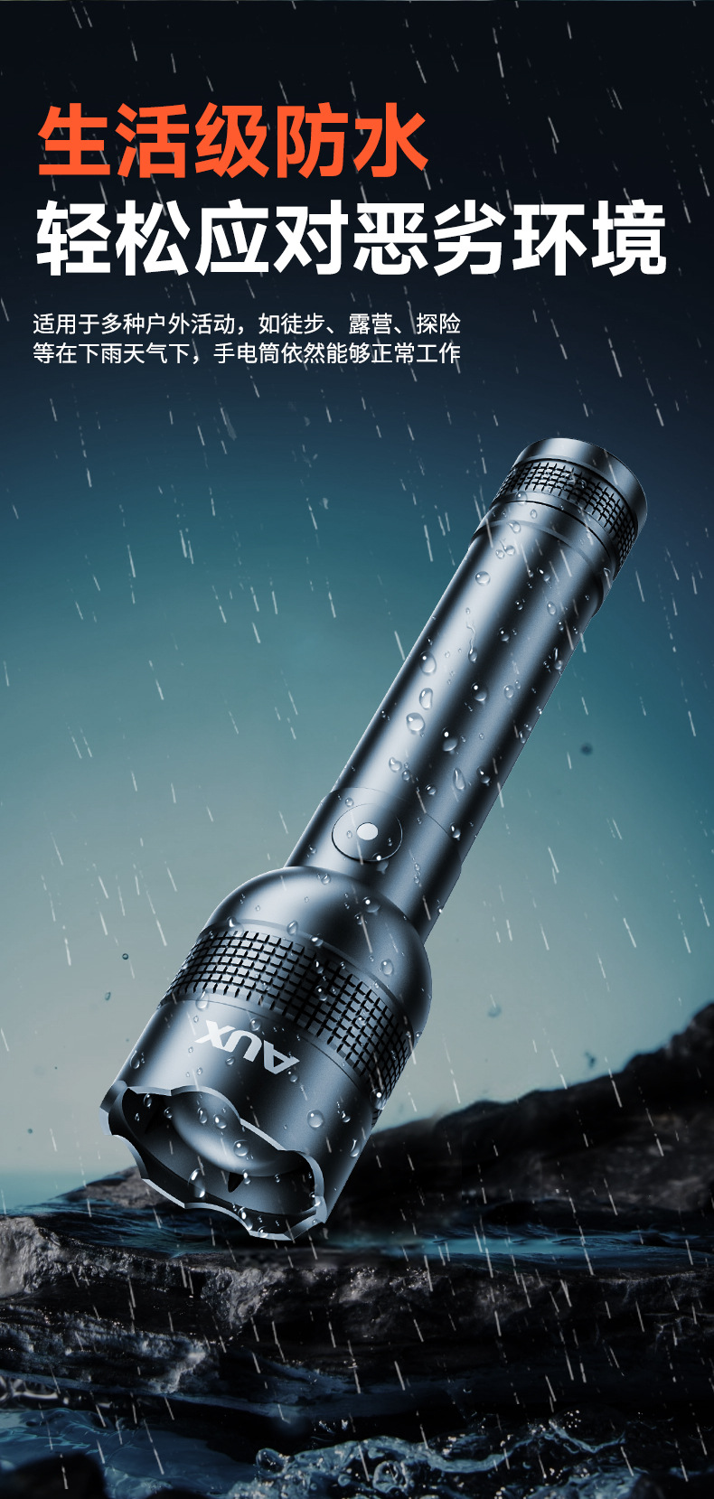 Flashlight, Small, Portable, Strong Light, Rechargeable, Focused, Ultra-Bright, Outdoor Mountaineering, Household, Telescopic, Large Capacity