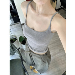 胸パッド付きグレーサスペンダーベスト、女性用夏アウター、美しい背中、2025年新作夏ニッチデザイントップ