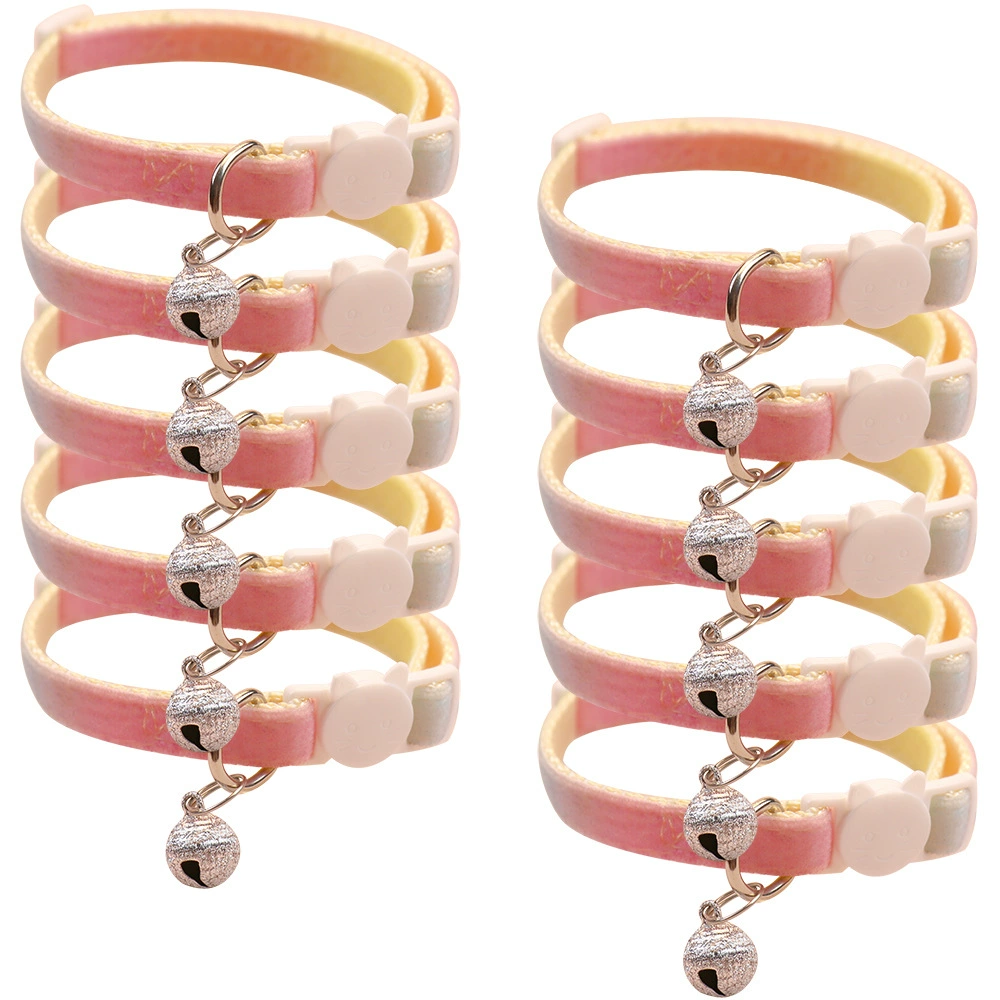 Кошачий воротник Красочный градиентный колокольчик Бархатный ошейник для собак Маленькая собака Милые товары для домашних животных Шейный воротник