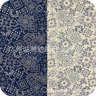 Cotton printed irregular geometric pattern dress shirt fabric ethnic style square clothing reactive printed fabric