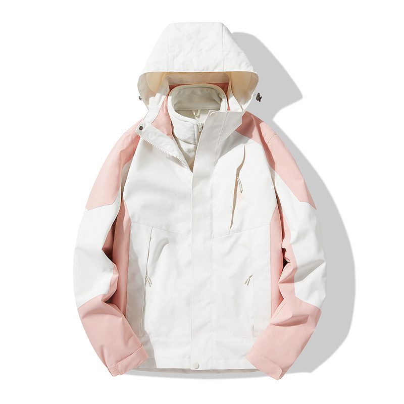 Chaqueta Impermeable 3 en 1 de Dos Piezas para Mujer A Prueba de Viento Desmontable para Exterior