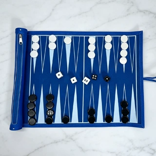 高端跨境皮革休闲双陆棋丝印益智户外西洋棋盘彩盒包便利卷式定制