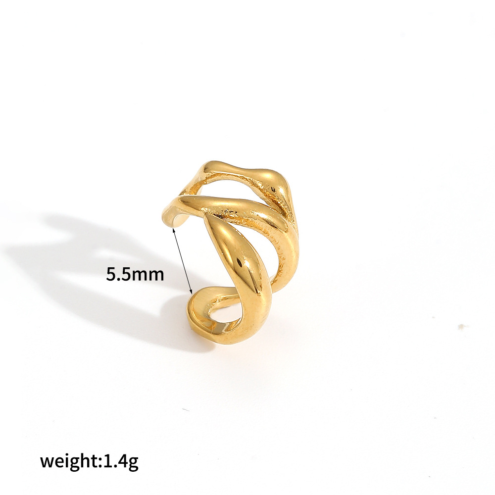 Pinza de hueso de la oreja de acero inoxidable con giro geométrico transfronterizo sin orejas, temperamento simple y versátil, sin decoloración, pendientes de clip de oreja de acero de titanio