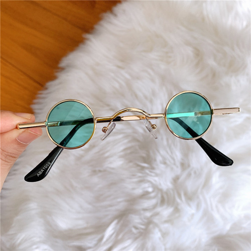Punk round sunglasses, prince glasses, retro sunglasses for men and women, ultra-small frame, traitor, hip-hop concave shape