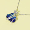 Crystal heart shaped, marine necklace, pendant