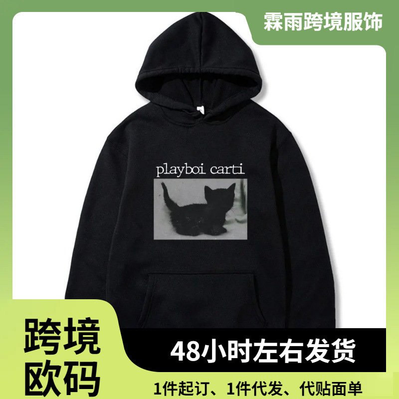 2025 Playboi Carti Hip Hop Hoodie Cute Cat Print Hoodie Cotton Sweatshirt Fashion 2025 Playboi Carti Hip Hop Hoodie Cute Cat Print Hoodie Cotton Sweatshirt Fashion
