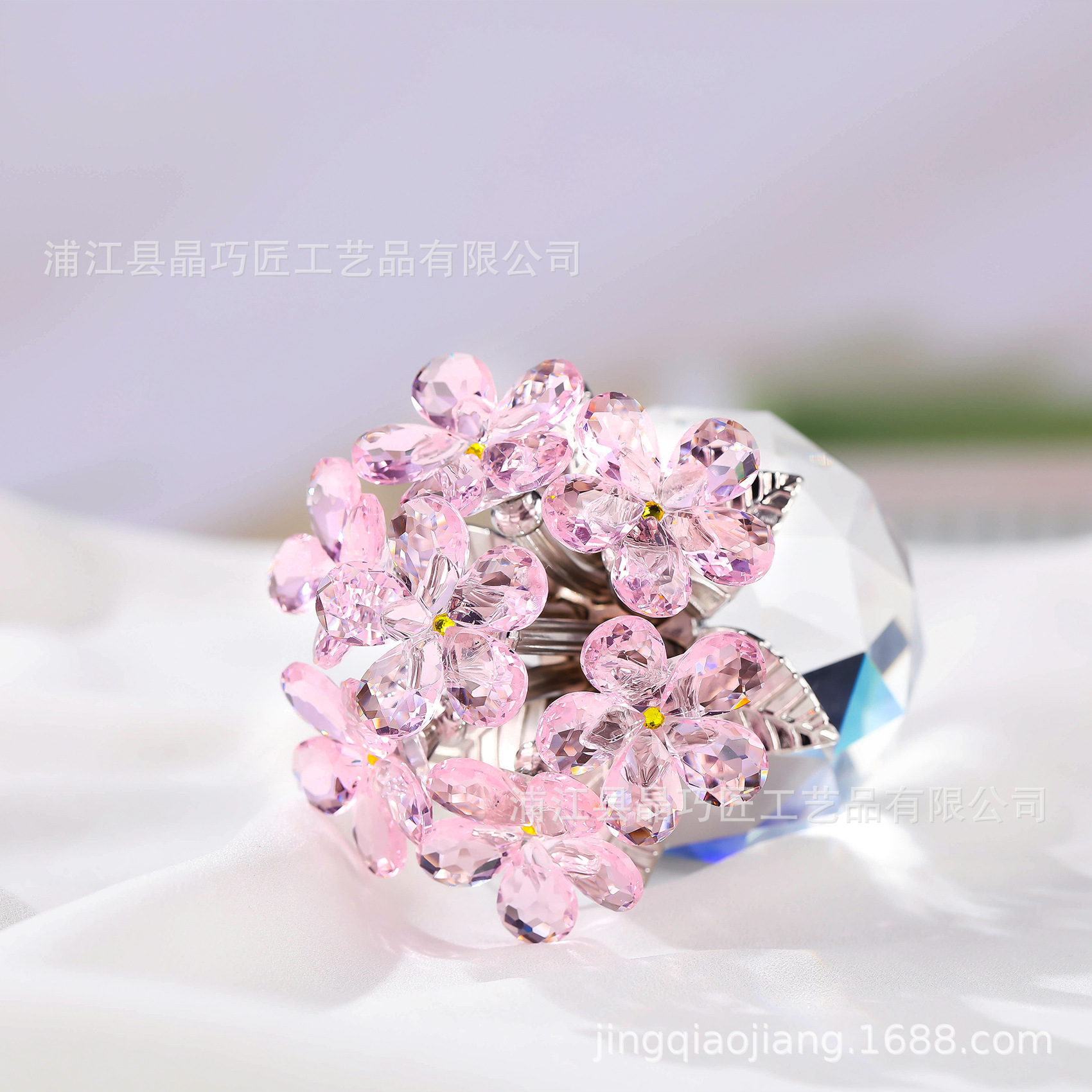 高透明クリスタル忘れな草七花飾り 永遠の記念品 クロスボーダーインテリア装飾卸売