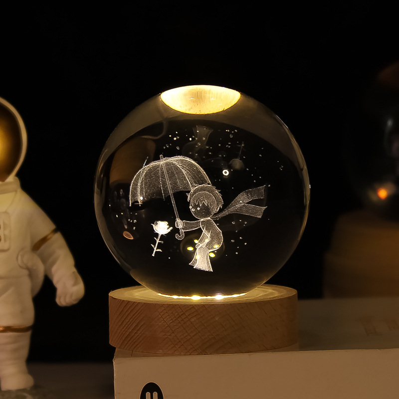 Lámpara Nocturna de Bola de Cristal 3D de Cristal Blanco, Grabado 3D e Iluminación LED, para Decoración y Regalo de Cumpleaños image 22
