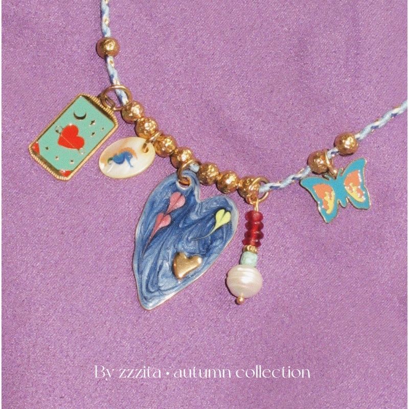 Zzzita Sofia Necklace American-Style Hippie Colorful Pendant Braided Rope Necklace Niche Design Clavicle Chain Zzzita Sofia Necklace American-Style Hippie Colorful Pendant Braided Rope Necklace Niche Design Clavicle Chain