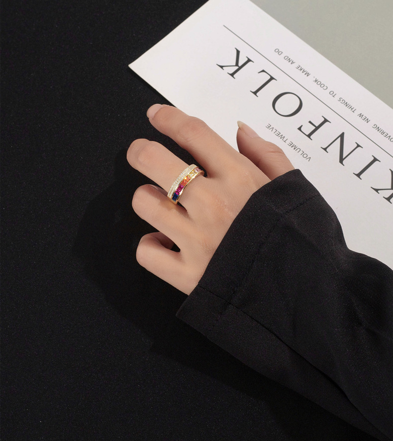 Luxurious Geometric Sterling Silver Diamond Zircon Rings