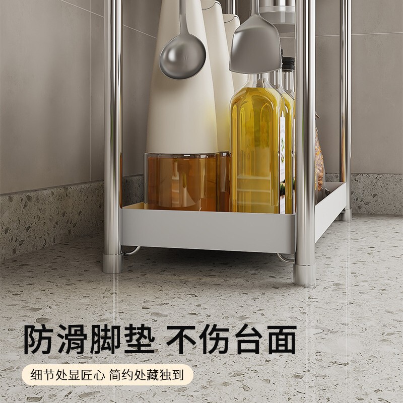 ステンレスキッチン調味料棚家庭用テーブル留め式調味料棚多機能油塩味噌汁収納棚|undefined